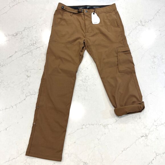 Prana NEW Stretch Zion Straight Pant Mens 32 x 30 Sepia Brown Slim Leg Hiking - Picture 1 of 16